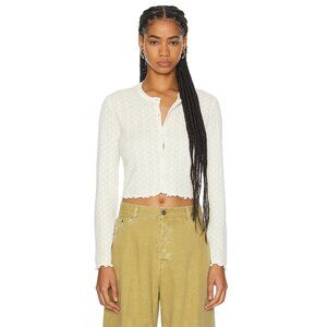 Guest In Residence Checker Shrunken Cardigan in Cream